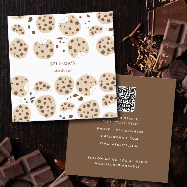 Chocolate Chip Cookies Baking QR Code Social Media Square Business Card (Chocolate Chip Cookies Baking QR Code Social Media Square Business Card)