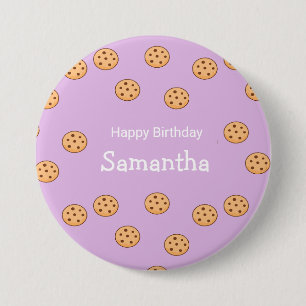 Chocolate chip cookies birthday purple  7.5 cm round badge
