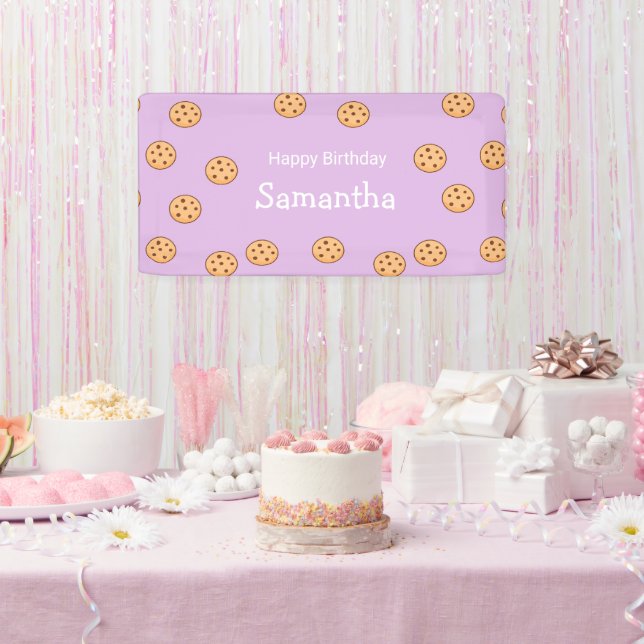 Chocolate chip cookies birthday purple  banner (Party)
