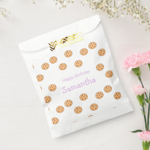 Chocolate chip cookies birthday white favour bag
