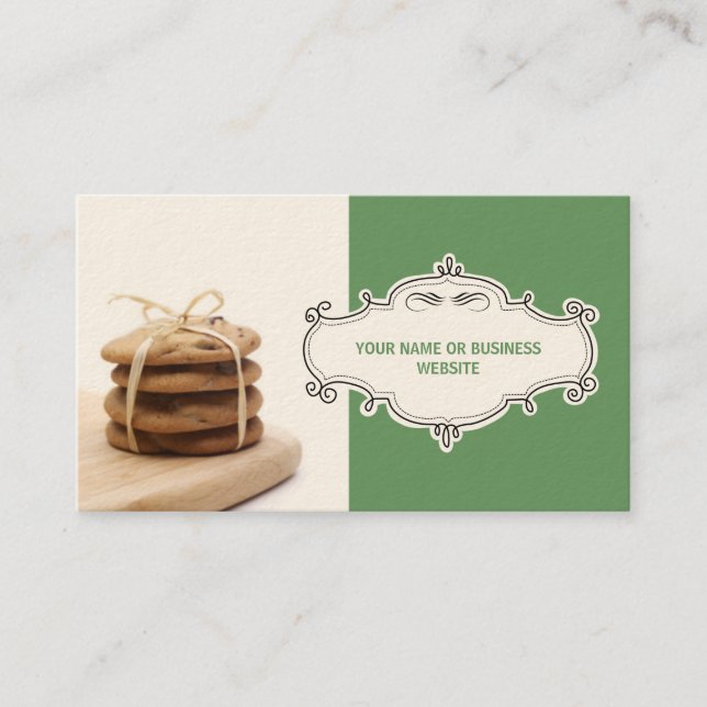 Chocolate Chip Cookies Business Cards {Green} (Front)