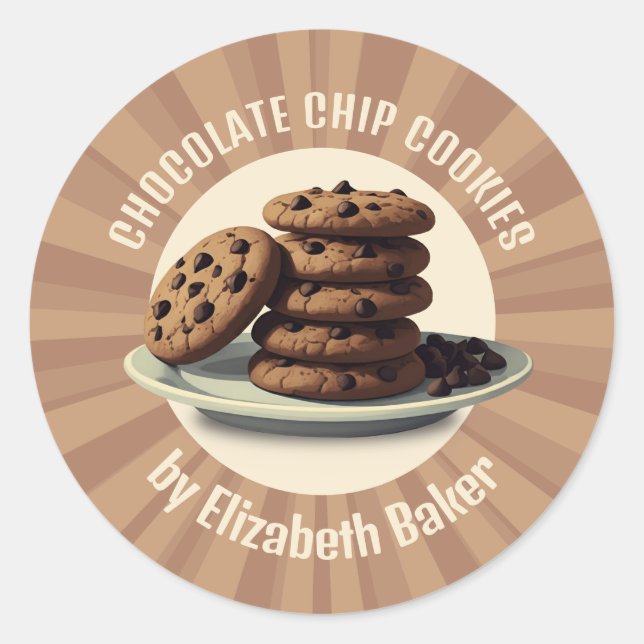 Chocolate Chip Cookies Classic Round Sticker (Front)