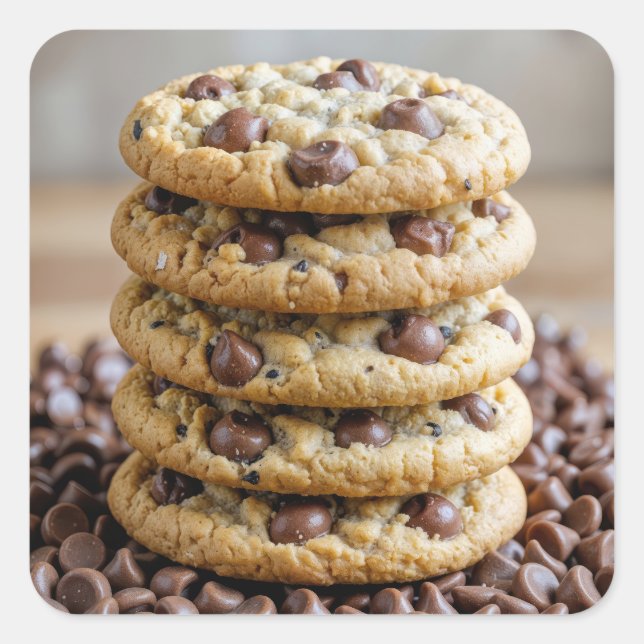 Chocolate Chip Cookies On Chocolate Morsels Square Sticker (Front)