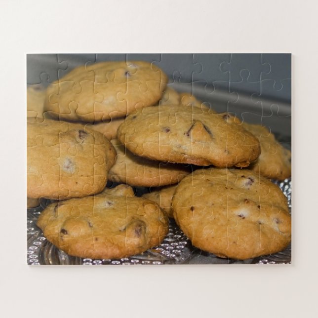 Chocolate Chip Cookies on Platter Photo Jigsaw Puzzle (Horizontal)