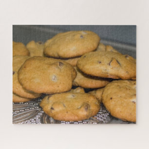 Chocolate Chip Cookies on Platter Photo Jigsaw Puzzle