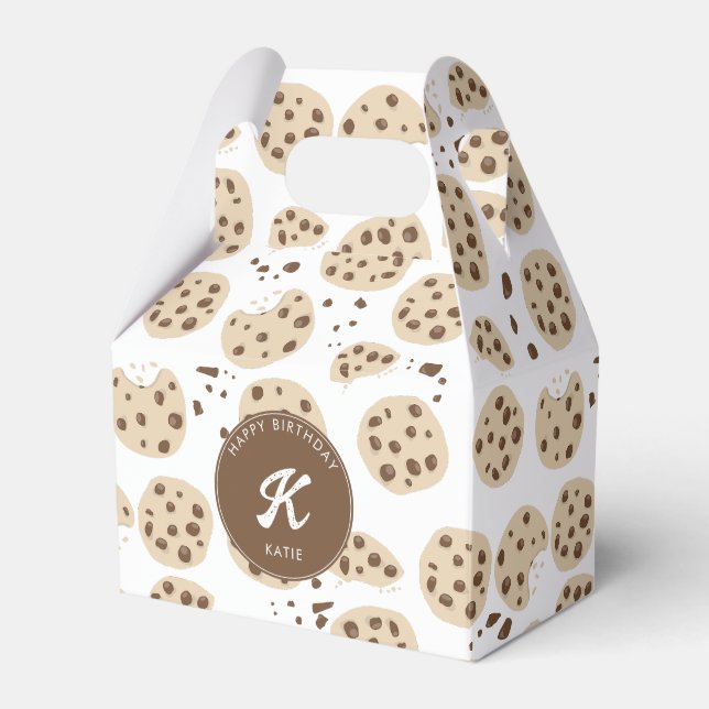 Chocolate Chip Cookies Pattern Birthday Party Favour Box (Front Side)