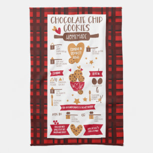 Chocolate Chip Cookies Recipe Festive Christmas Tea Towel