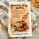 Chocolate Chip Cookies Recipe Personalised Tea Towel<br><div class="desc">Bake up some nostalgia with this personalised Chocolate Chip Cookies recipe kitchen towel. Featuring a classic chocolate chip cookie recipe and a charming illustration, this towel adds a cosy, personalised touch to any kitchen. Customise it with your name or message to make it your own, making it the perfect gift...</div>