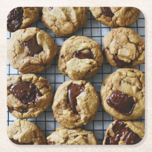 Chocolate Chip Cookies Square Paper Coaster
