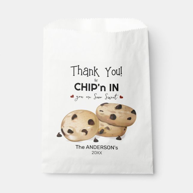 Chocolate Chip Cookies Thank You Baking Gift Favour Bag (Front)