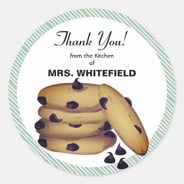 Chocolate Chip Cookies Thank You Canning Gift Classic Round Sticker (Front)