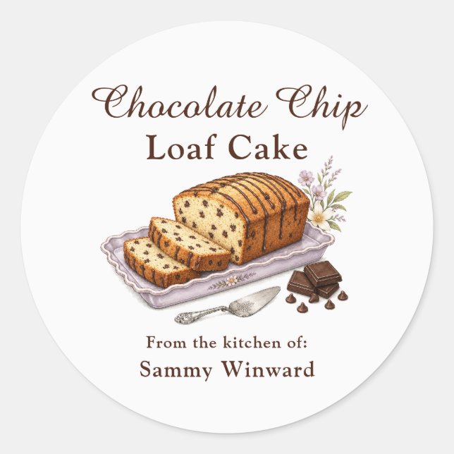Chocolate Chip Loaf Cake Gift Label (Front)