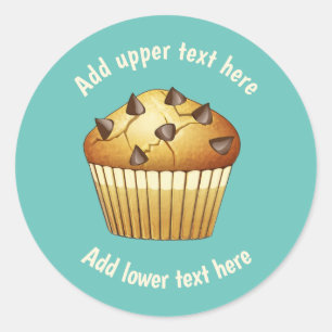 Chocolate Chip Muffin and Your Text on any color Classic Round Sticker