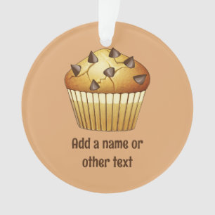 Chocolate Chip Muffin Graphic - Text on Both Sides Ornament