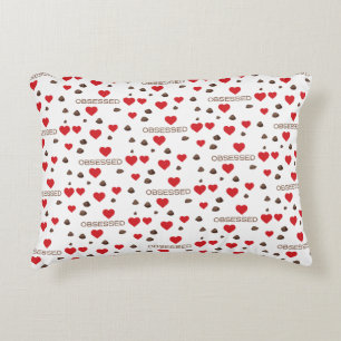 Chocolate Chips Love Obsessed Red Hearts Cocoa Decorative Cushion