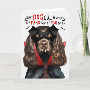 Chocolate Cocker Dog Funny Count DOGcula Halloween Holiday Card