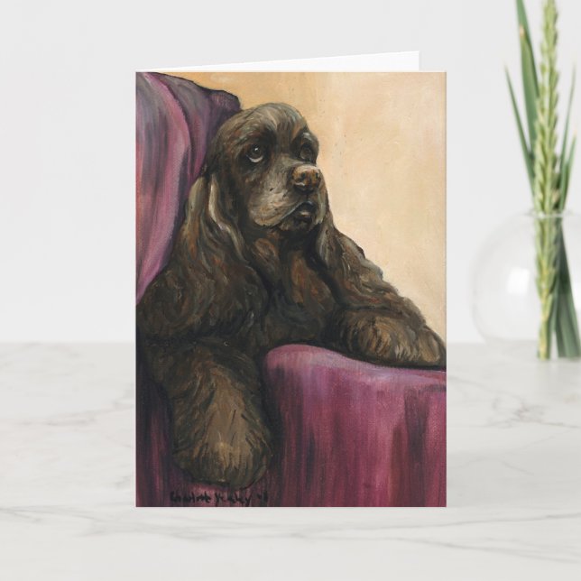 "Chocolate Cocker Spaniel" Art Greeting Card (Front)