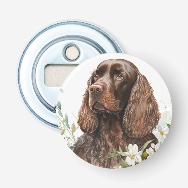 Chocolate Cocker Spaniel in Lilacs  Bottle Opener (Front)