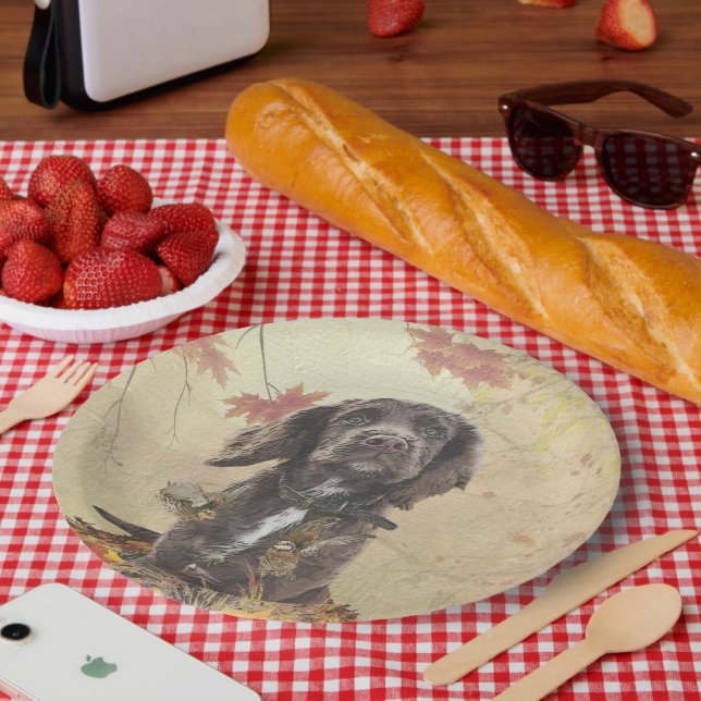 Chocolate cocker spaniel puppy     paper plate (Picnic)