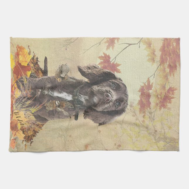 Chocolate cocker spaniel puppy     tea towel (Horizontal)