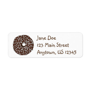 Chocolate Coconut Doughnut Doughnut Breakfast Food Return Address Label