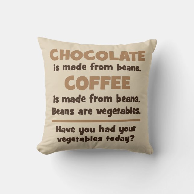 Chocolate, Coffee, Beans, Vegetables - Novelty Cushion (Front)