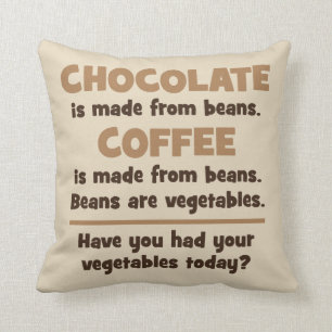Chocolate, Coffee, Beans, Vegetables - Novelty Cushion