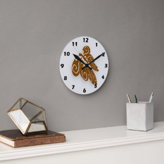 Chocolate Coloured Butterfly Design Round Clock