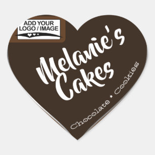Chocolate Cookies Cake Packaging Logo Template Heart Sticker