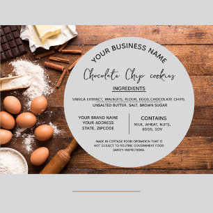 Chocolate cookies ingredients list  business  classic round sticker