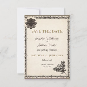 Chocolate Cosmos Ornate Double Border Save The Date