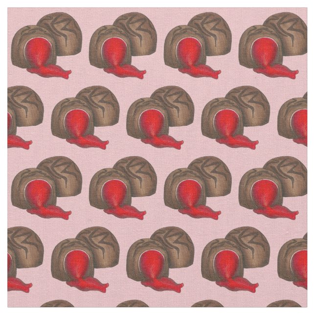 Chocolate Covered Cherry Cordials Valentine's Day Fabric (Close Up)
