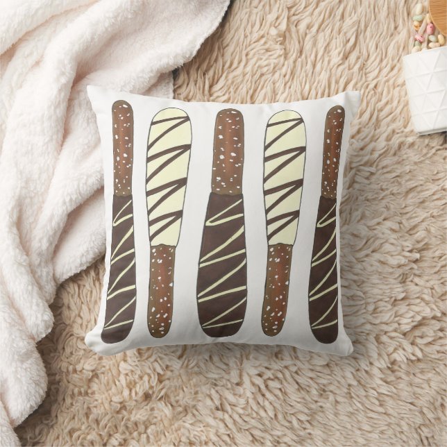Chocolate Covered Dipped Pretzel Rods Sticks Salty Cushion (Blanket)