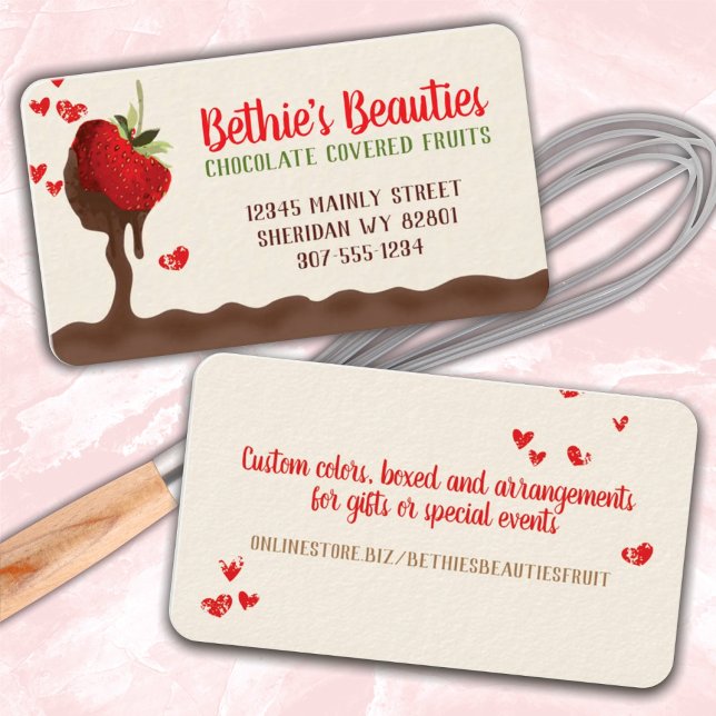 chocolate covered dipped strawberry confections bu business card (Creator Uploaded)