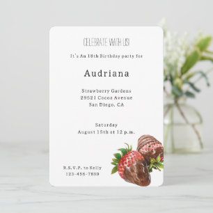 Chocolate Covered Strawberries Birthday   Invitation