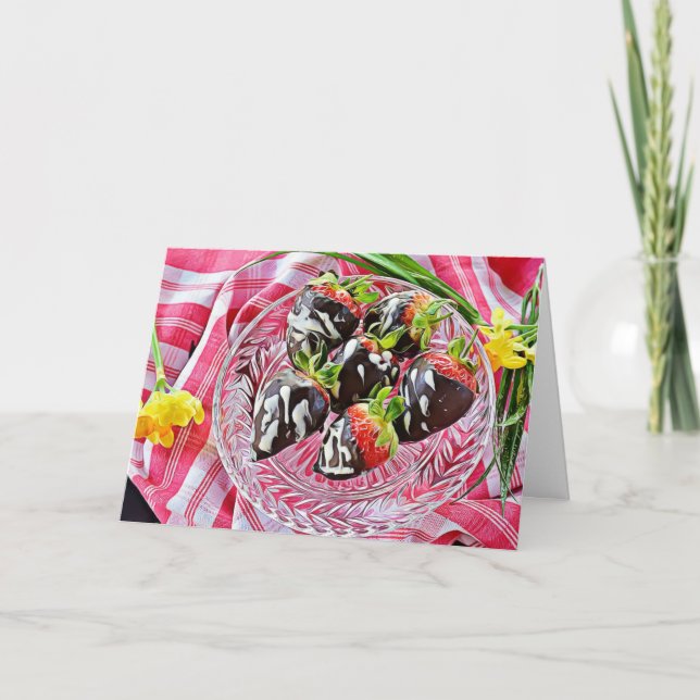 Chocolate Covered Strawberries Happy Birthday Card (Front)