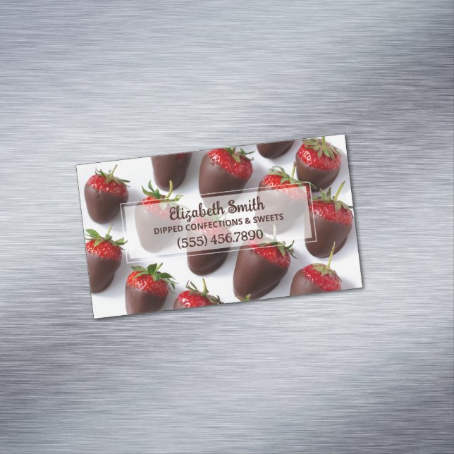 Chocolate Covered Strawberries Magnetic Business Card (In Situ)