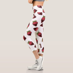 Chocolate-Covered Strawberries Pattern Capri Leggings