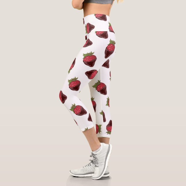 Chocolate-Covered Strawberries Pattern Capri Leggings (Left)