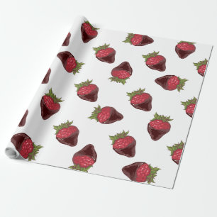 Chocolate-Covered Strawberries Pattern Wrapping Paper