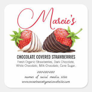 Chocolate Covered Strawberries Square Sticker
