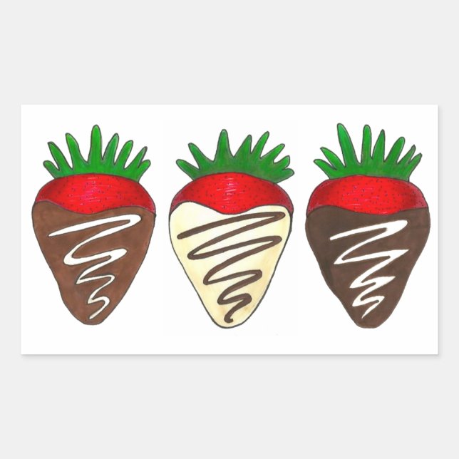 Chocolate Covered Strawberries Valentine's Day Rectangular Sticker (Front)