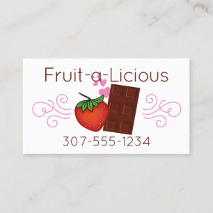 Chocolate covered strawberry fruit confections business card