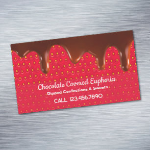 Chocolate Covered Strawberry Magnetic Business Card