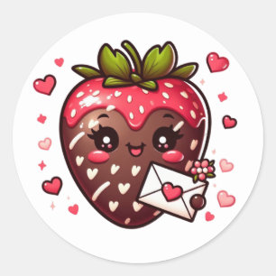 Chocolate Covered Strawberry Valentine's Classic Round Sticker