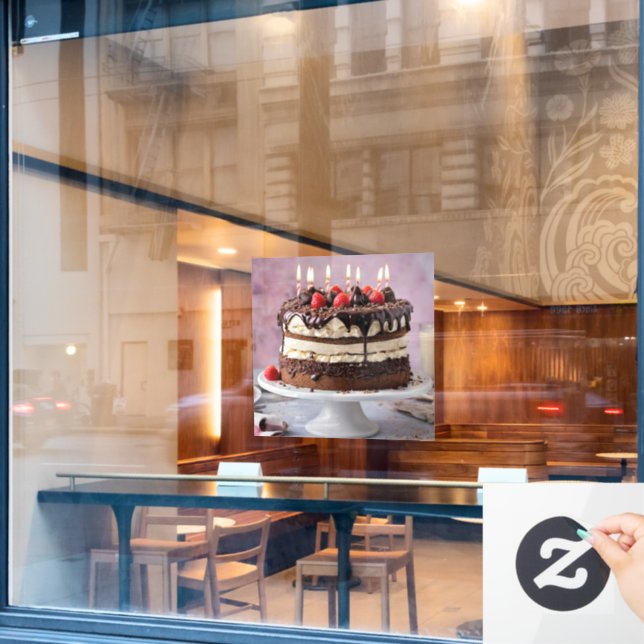Chocolate Cream Birthday Cake With Strawberries,  (Cafe Window)