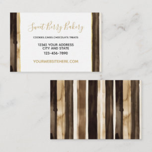 Chocolate Cream Brown Stripes Business Card
