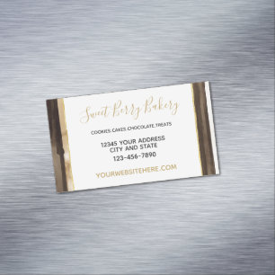 Chocolate Cream Brown Stripes Magnetic Business Card