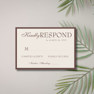 Chocolate Cream Old Money Classic Luxe Wedding RSVP Card