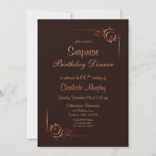 Chocolate & Cream Surprise 60th Birthday Dinner Invitation